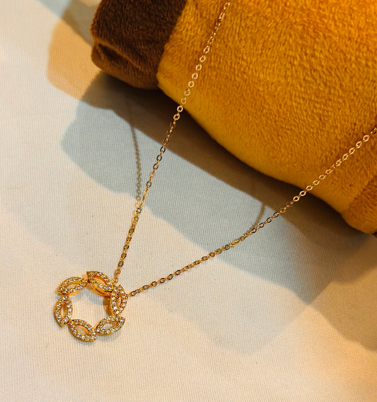 Leaf Charm Necklace – Gold-Tone Stainless Steel