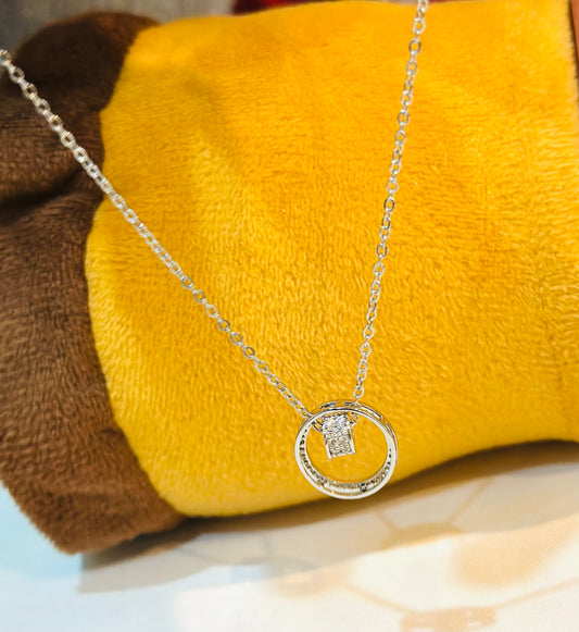 Circle Pendant Necklace – Silver Stainless Steel