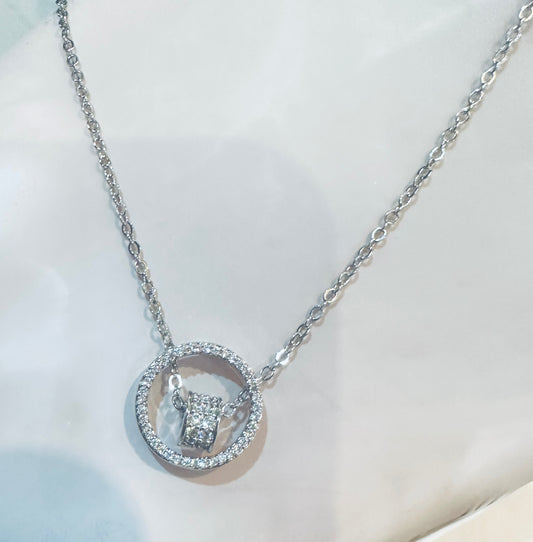 Circle Pendant Necklace – Silver Stainless Steel