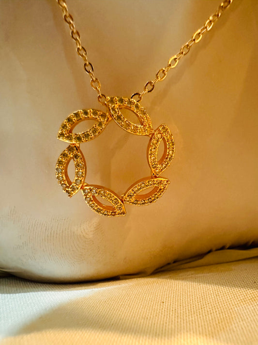 Leaf Charm Necklace – Gold-Tone Stainless Steel