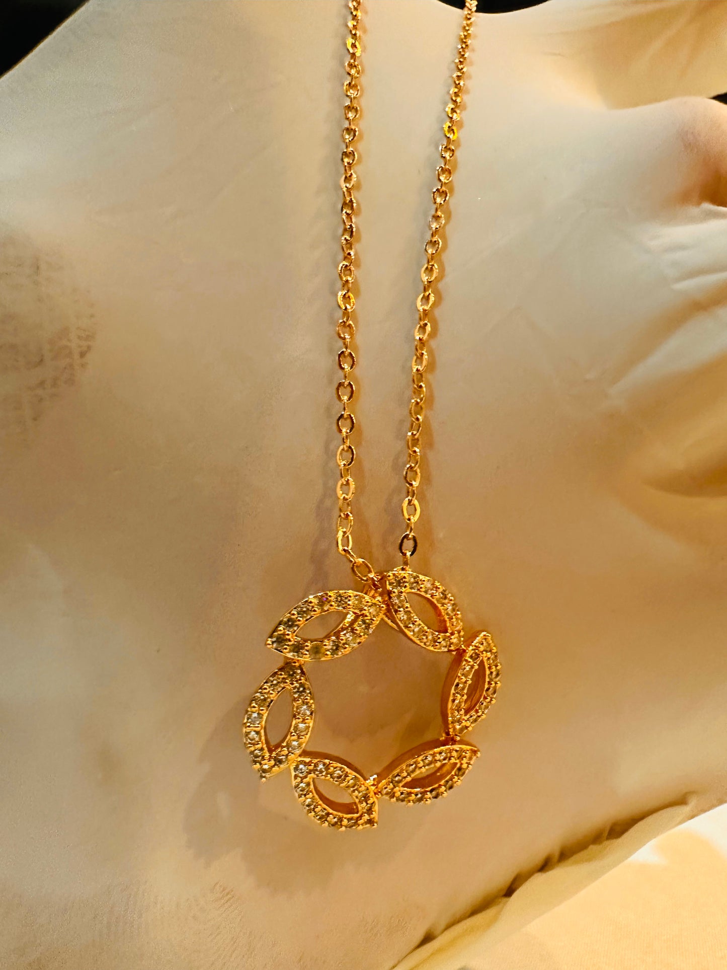 Leaf Charm Necklace – Gold-Tone Stainless Steel